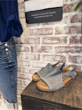 Earth Origins Light Blue Perforated Slingback Sandals
